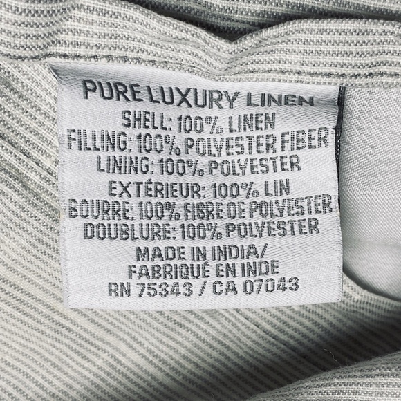 Pure Luxury 100% Linen Two Euro Shams Square Neutral Simple Coastal Stripes - Picture 14 of 15
